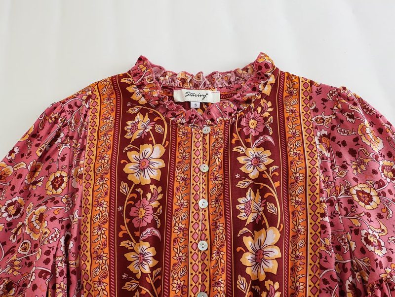 Elegant Summer Rayon Dress Floral Placement - Image 2
