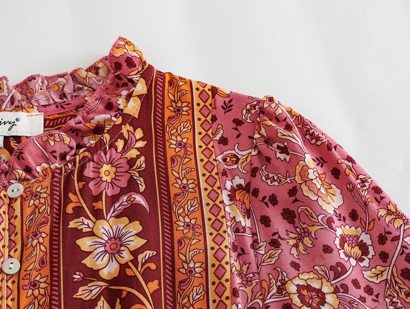 Elegant Summer Rayon Dress Floral Placement - Image 3