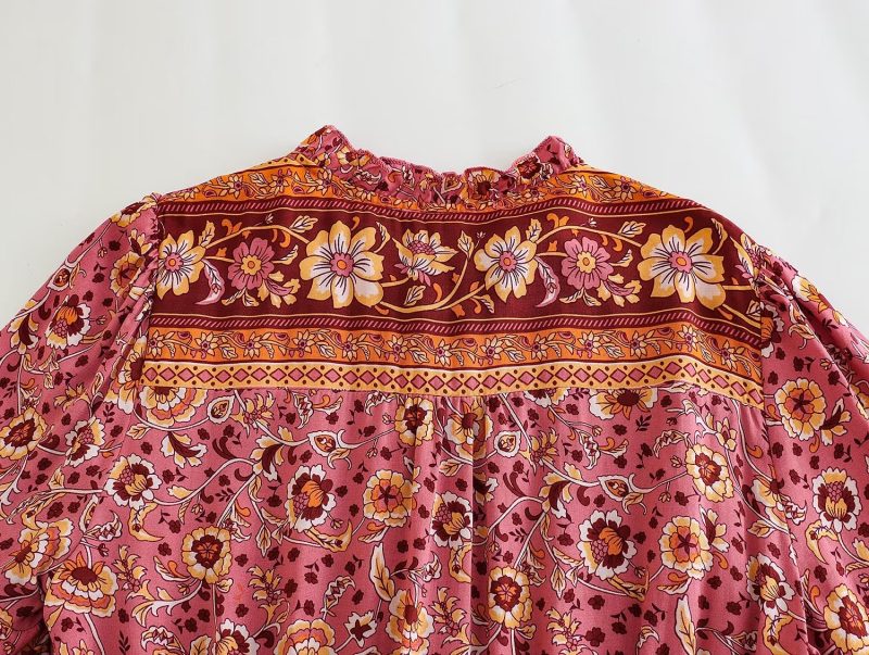 Elegant Summer Rayon Dress Floral Placement - Image 4