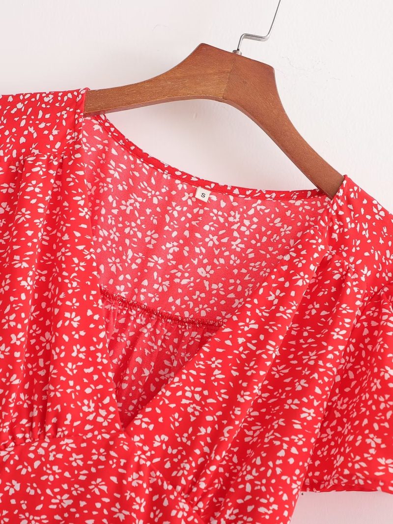 Summer Autumn Floral Swing Dress with Sleeves - Image 2