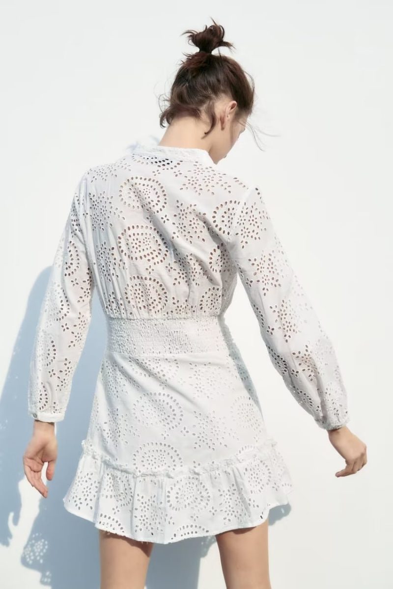 Delicate Hollowed Embroidered Dress for Spring - Image 2