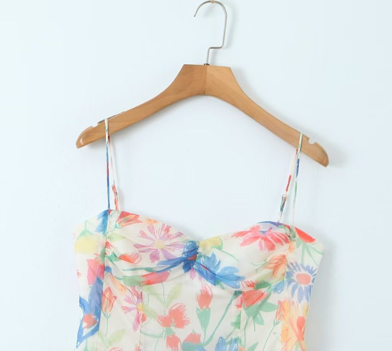 Summer Ruffle Corset Printed Short Dress - Image 3