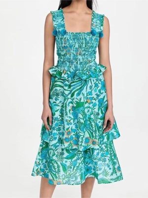 Lace Printed Tiered Cami Dress for Women