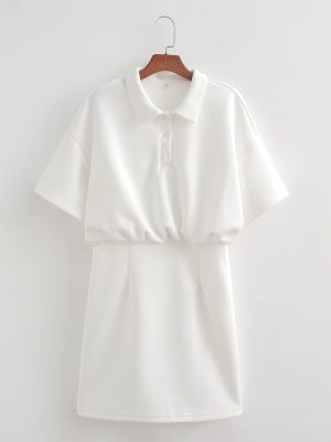 Casual Slim Fit Patchwork Polo Collar Dress