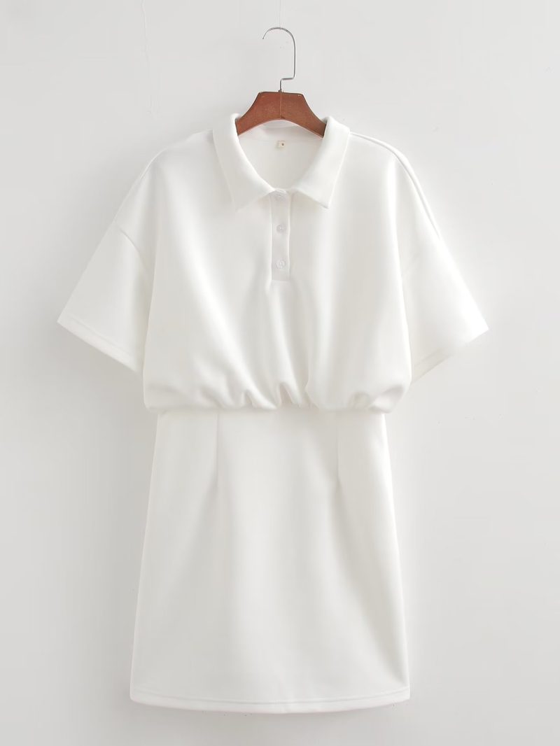 Casual Slim Fit Patchwork Polo Collar Dress