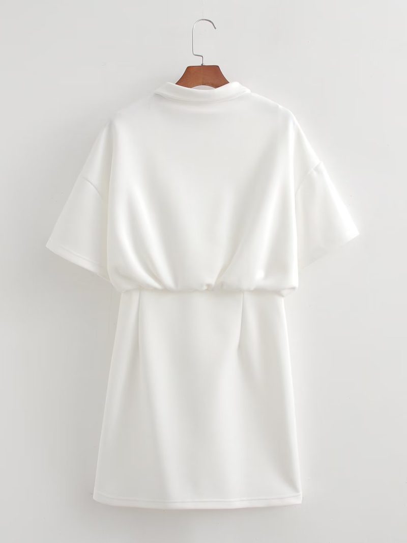 Casual Slim Fit Patchwork Polo Collar Dress - Image 2