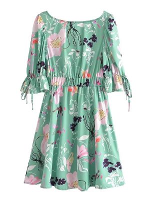 Backless Floral Tie Neck Summer Dress