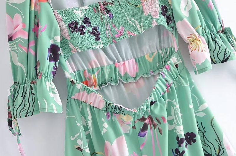 Backless Floral Tie Neck Summer Dress - Image 3