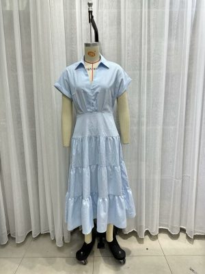 Polo Collar High Waist Slim Summer Dress