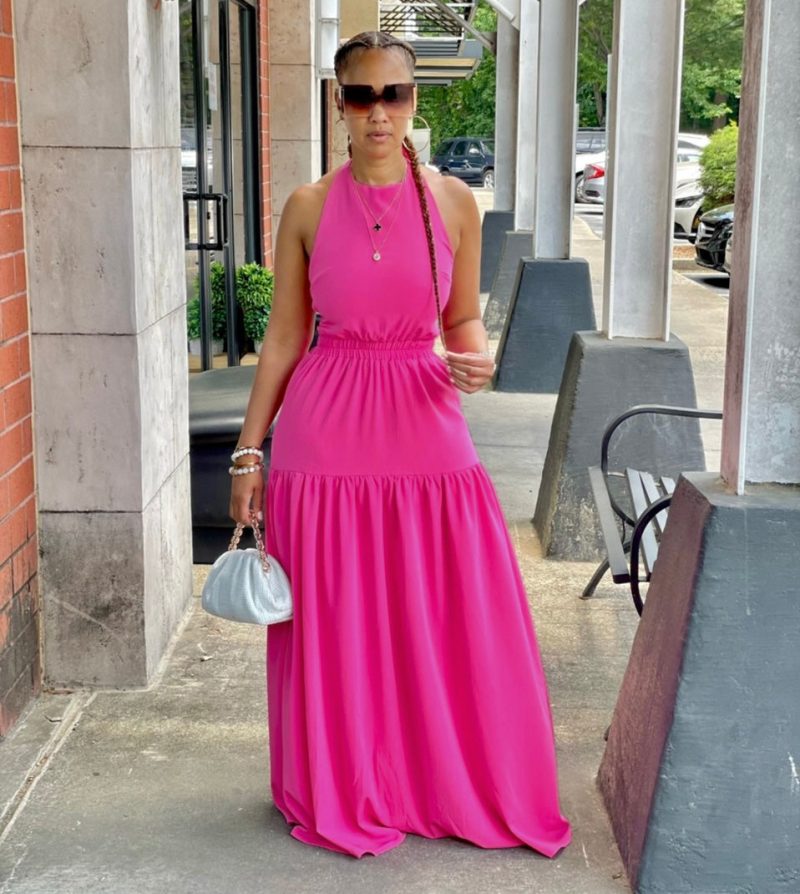 Solid Color Sleeveless Backless Summer Maxi Dress - Image 4