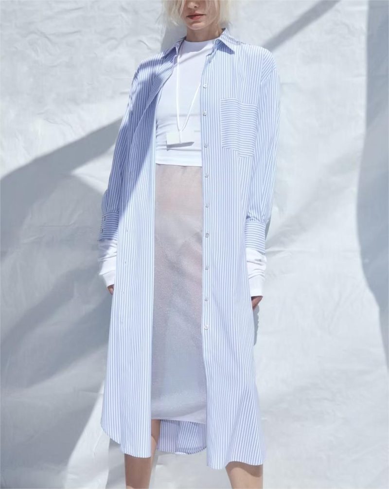 Lightweight Striped Shirt Dress for Women