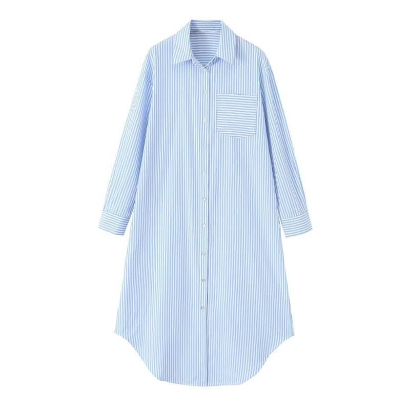 Lightweight Striped Shirt Dress for Women - Image 3
