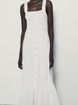 Dignified Hollow Out Embroidered Summer Dress
