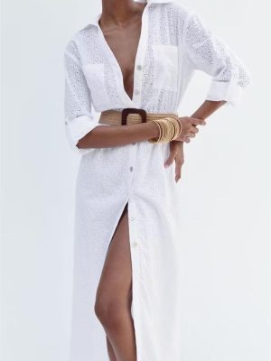 Refined Belted Shirt Dress for Summer Women