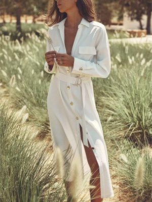 Trendy Women's Long Sleeve Collared Club Dress