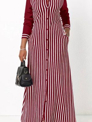 Women’s Long Sleeve Striped Shirt Dress