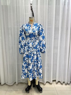 Long Sleeve Printed Dress for Spring Autumn