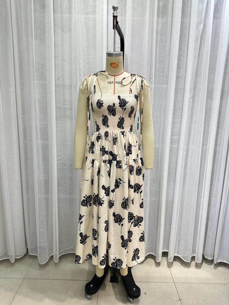 Floral Strap Summer Dress with Slim Waist