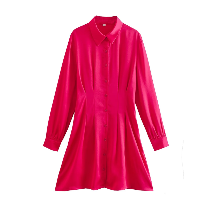 Draped Waist Trimming A-Line Shirt Dress Women