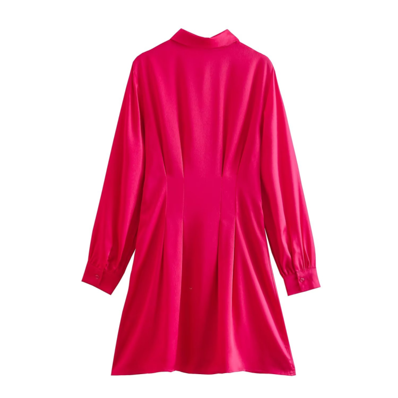 Draped Waist Trimming A-Line Shirt Dress Women - Image 2