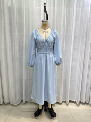 Elegant French Style Cotton Linen Summer Dress