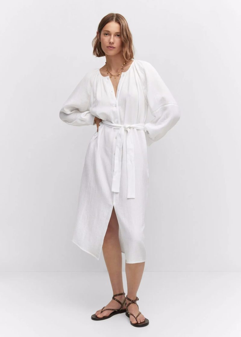 Women New Spring and Autumn Daily Elegant Cotton White Dress
