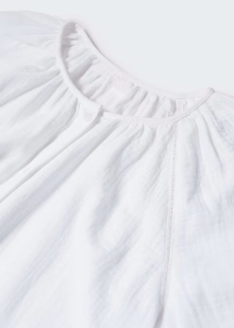Women New Spring and Autumn Daily Elegant Cotton White Dress - Image 3
