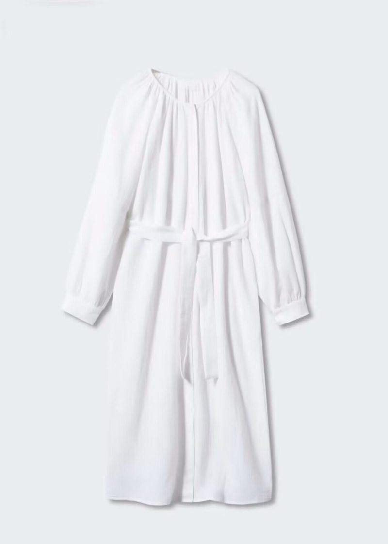 Women New Spring and Autumn Daily Elegant Cotton White Dress - Image 4
