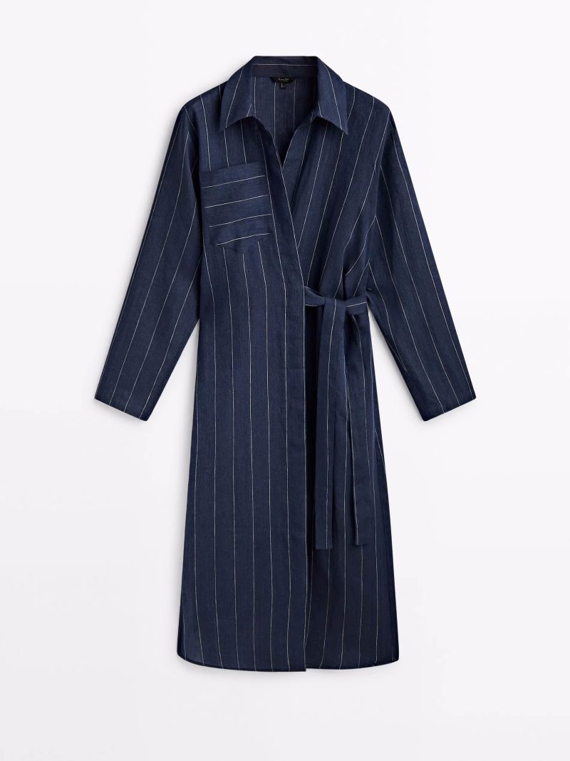 Casual Striped Shirt Dress Women Spring Autumn - Image 3