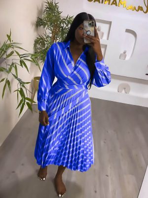 Long Sleeve Casual Striped Maxi Dress Women