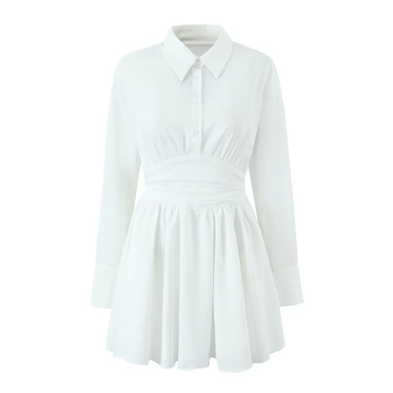 Structured Pleated Waist Fall Dress for Women - Image 2