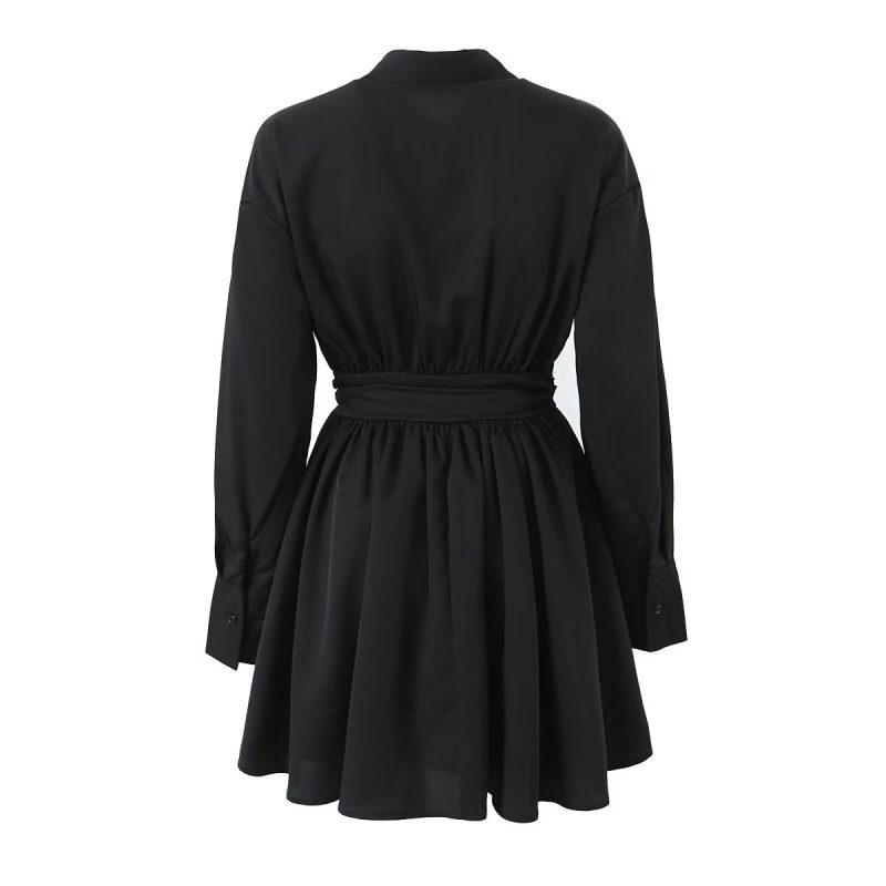 Structured Pleated Waist Fall Dress for Women - Image 3