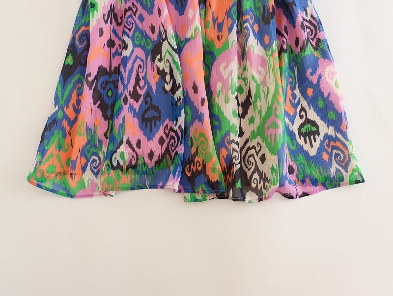Summer Printed Sling Dress with Layered Detail - Image 2