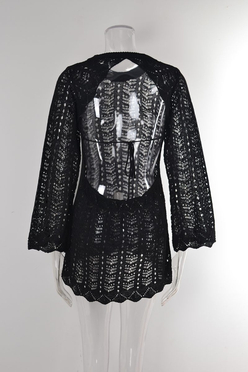Summer Hollow Out Backless Beach Blouse Shirt - Image 4