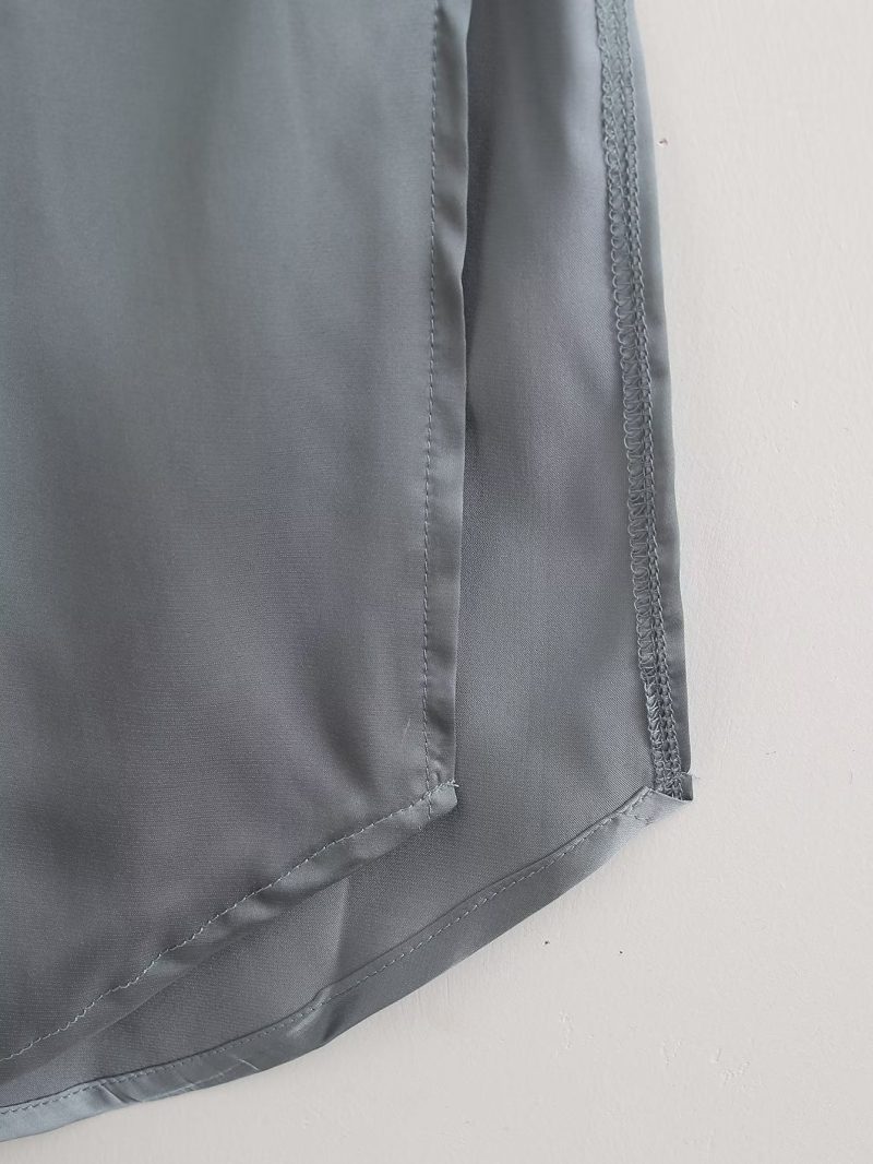 Elegant Solid Color French Shirt Dress Women - Image 4