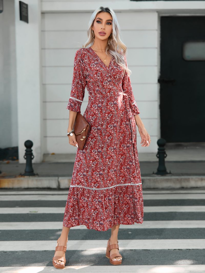 Lace V-Neck Slim Strap Vacation Dress