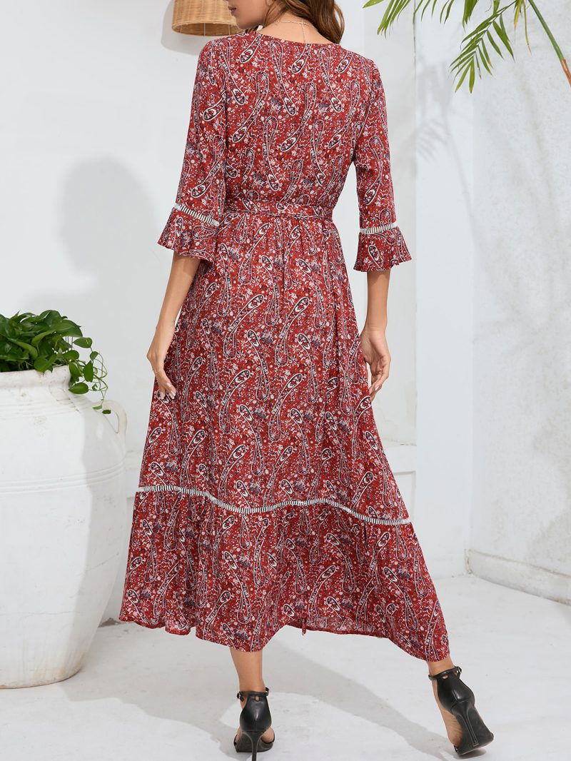 Lace V-Neck Slim Strap Vacation Dress - Image 4