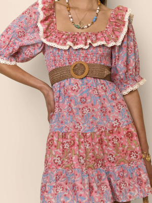 Summer Ruffled Strap Printed Dress Women
