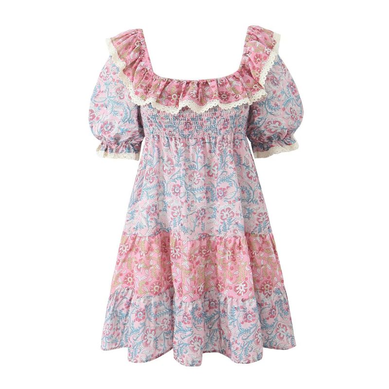 Summer Ruffled Strap Printed Dress Women - Image 2