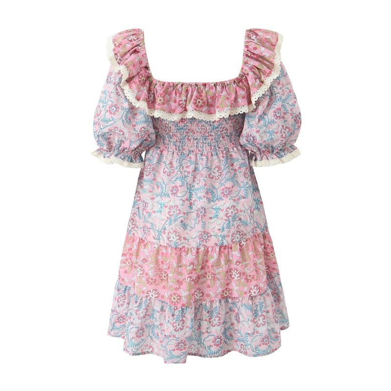 Summer Ruffled Strap Printed Dress Women - Image 3