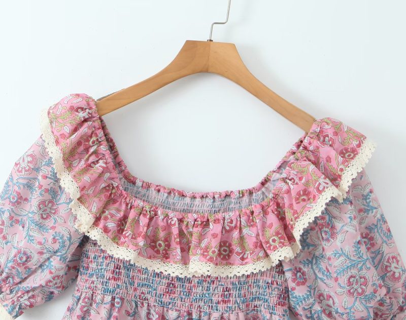 Summer Ruffled Strap Printed Dress Women - Image 4
