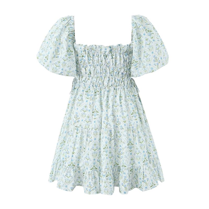 French Square Collar Printed Dress for Women - Image 2
