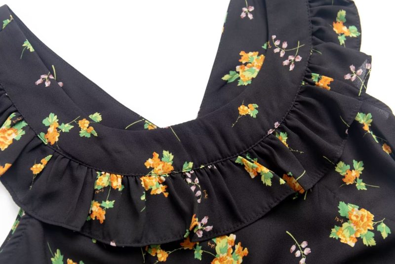 French Floral Strap Slimming Midi Summer Dress - Image 2