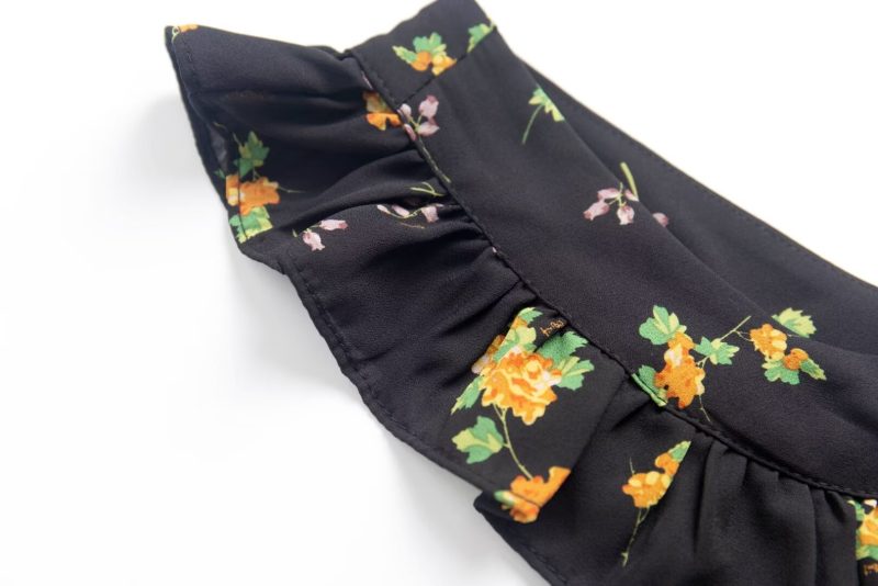 French Floral Strap Slimming Midi Summer Dress - Image 3