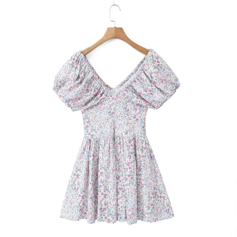 Autumn Fairy V-Neck Puff Sleeve Dress - Image 2