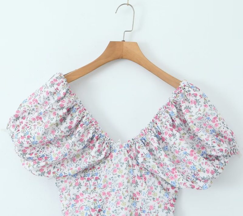 Autumn Fairy V-Neck Puff Sleeve Dress - Image 3