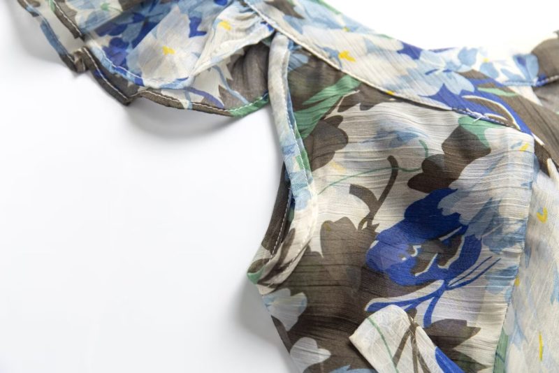 French Floral Cami Dress with Ruffle Sleeves - Image 4