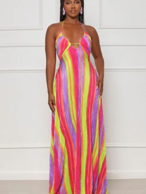 Summer Casual Printed Maxi Braces Dress Women