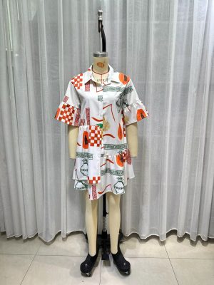 Stylish Printed Button Down Shirt Dress