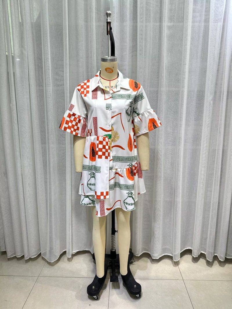 Stylish Printed Button Down Shirt Dress